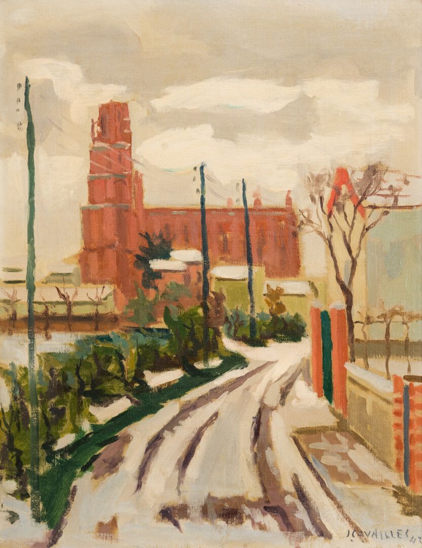 Null 儒勒-卡瓦耶斯(1901-1977)

阿尔比：雪中的圣塞西尔（Sainte Cécile）。

布面油画，右下角有签名和日期 "42

65 x 5&hellip;