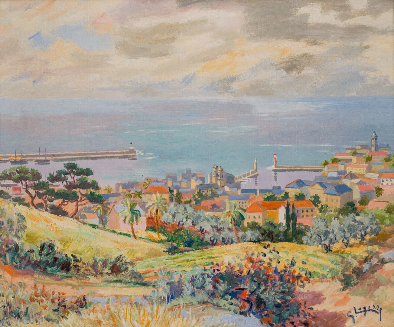 Null 勒内-加斯东-拉戈尔(1913-2004)

东方主义港口

布面油画，右下角有签名

46 x 55厘米。