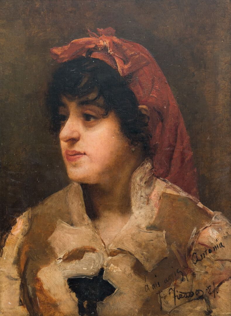 Null 费尔南多-提拉多-卡多纳 (1862-1907)

戴着红领巾的妇女半身像

油画，右下角有签名，日期为81年，献给 "a mi amiga Anto&hellip;