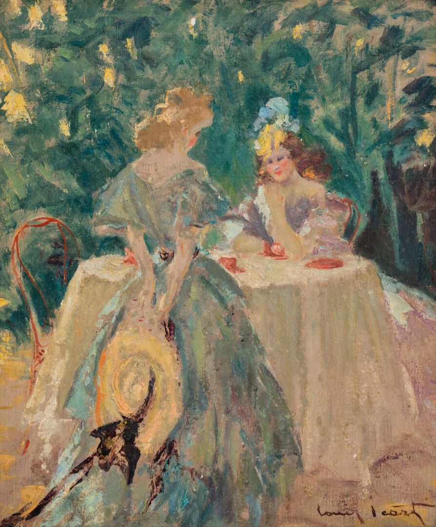 Null Louis ICART (1888-1950)

花园里的茶

布面油画，右下角有签名

54 x 45 厘米

(材料的小跳动)