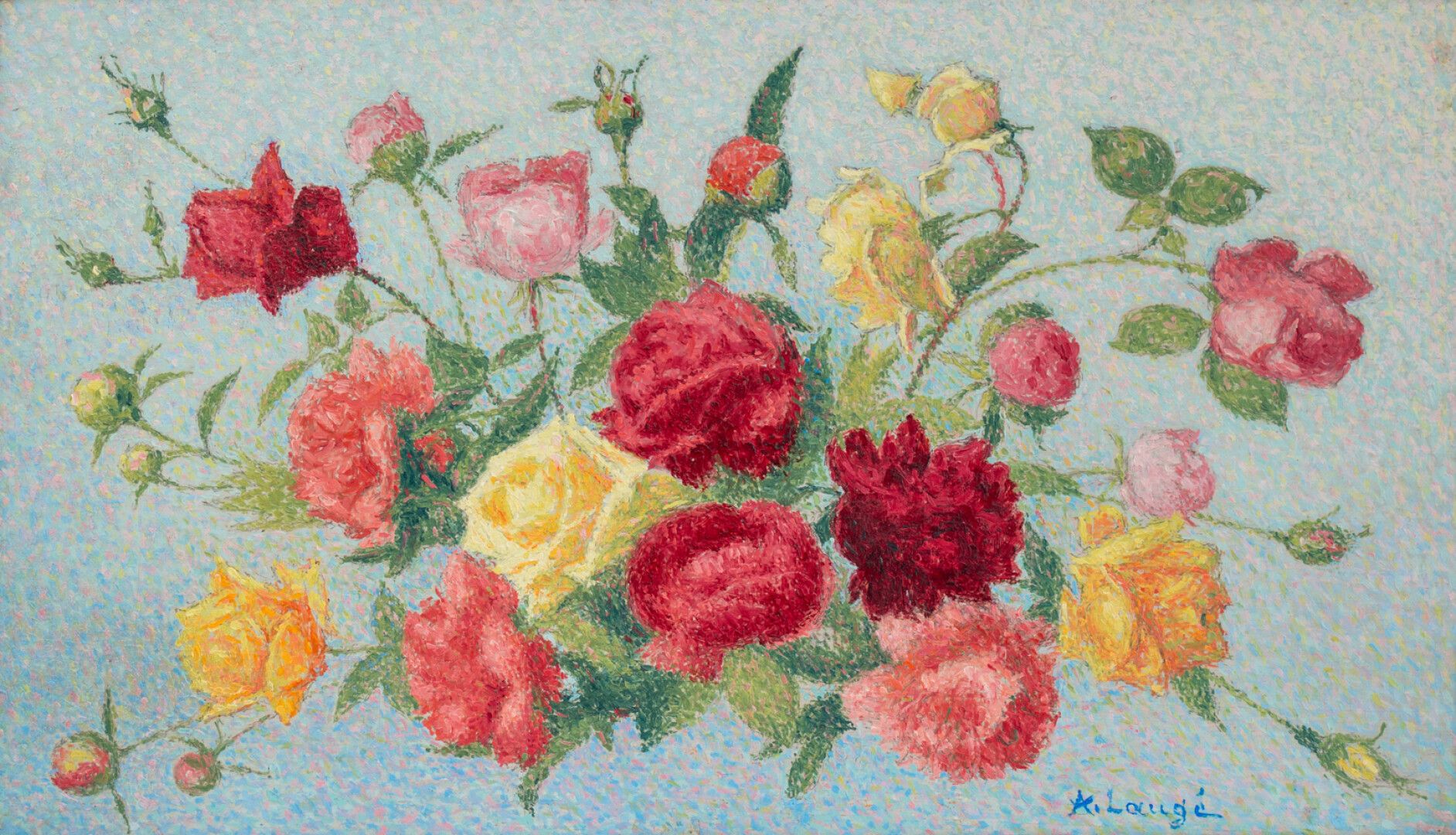 Null 阿奇尔-卢杰(1861-1944)

投掷玫瑰花

板面油画，右下角有签名

48 x 82厘米。