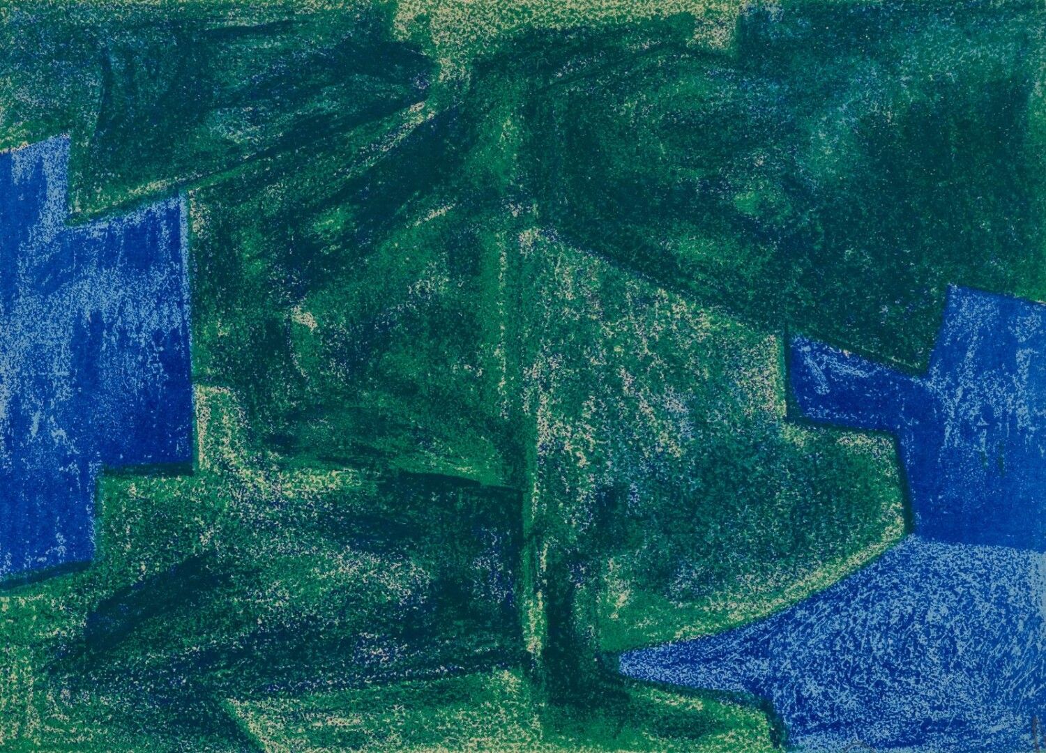 Null 谢尔盖-波利亚科夫 (1900 - 1969)

绿色和蓝色的抽象构成

彩色石版画，右下方有签名

19 x 26厘米。