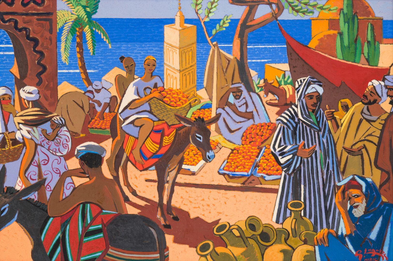 Null 勒内-加斯东-拉戈尔(1913-2004)

摩洛哥的市场场景

布面油画，右下角有签名

54 x 81厘米。