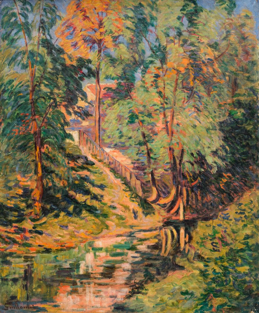 Armand GUILLAUMIN (1841-1927) 阿尔芒-吉约明 (1841-1927)

通往河流的阶梯

布面油画，左下角有签名

65 x 53&hellip;