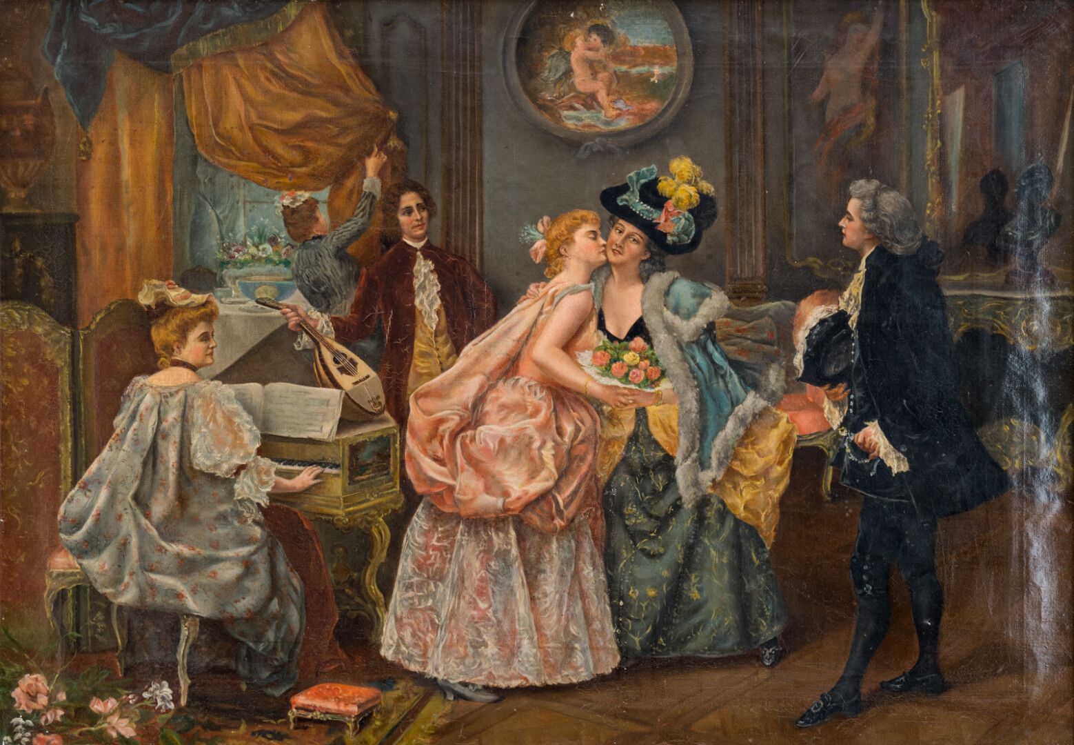 Null 法国学校，19世纪末，18世纪的风格

加兰特音乐会

布面油画

65 x 93,5 cm (修复后)