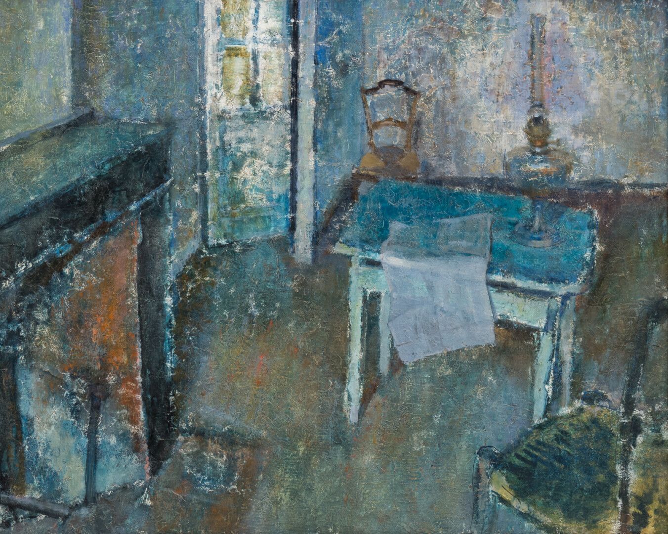 Null 拉乌尔-贝尔古纳(1900-1982)

有油灯的室内

布面油画，右下角的签名几乎无法辨认

81 x 65厘米

(转载于《拉乌尔-贝尔古南，一个&hellip;