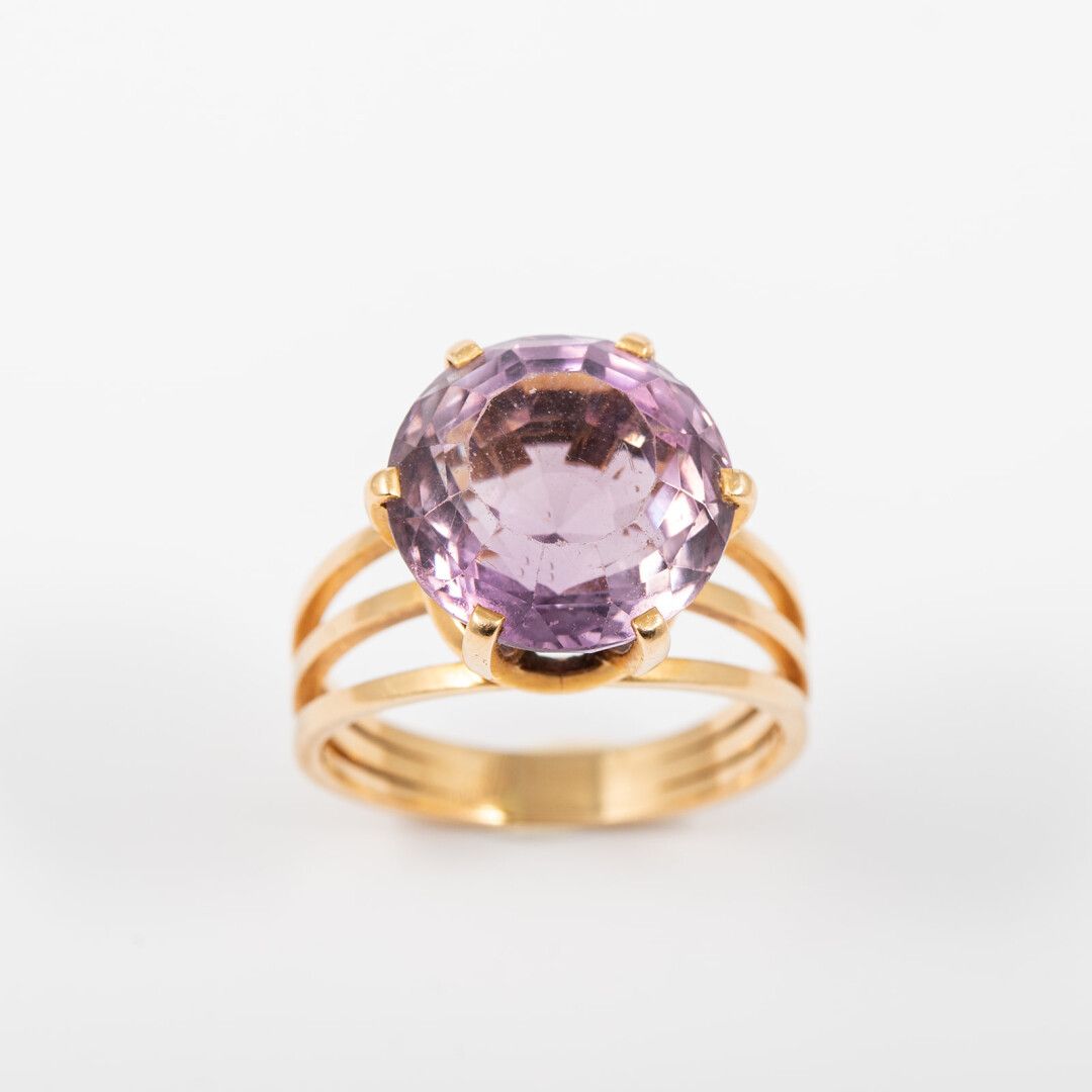 Null Ring Cocktail Amethyst, Goldfassung. 

Um 1960

Bruttogewicht: 8,4 g - Fing&hellip;