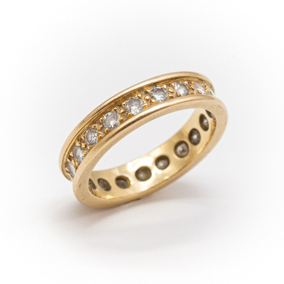 Null 结婚戒指，镶有明亮式切割钻石，约1克拉，爪式镶嵌，黄金镶嵌

毛重：5.6克 - 指数：55