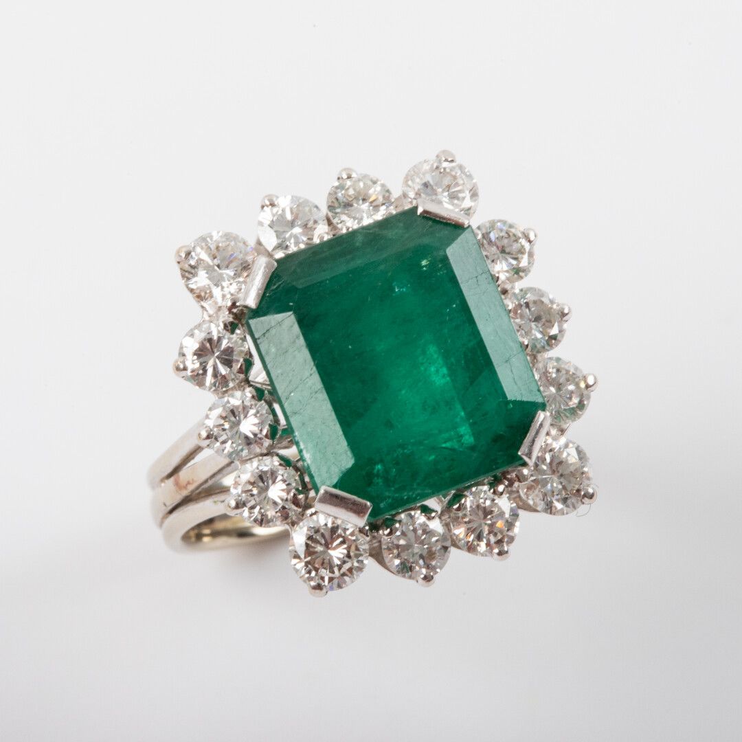 Null Emerald daisy ring, 9.24 carats, Brazil, moderate oiling, LGP 2022, brillia&hellip;