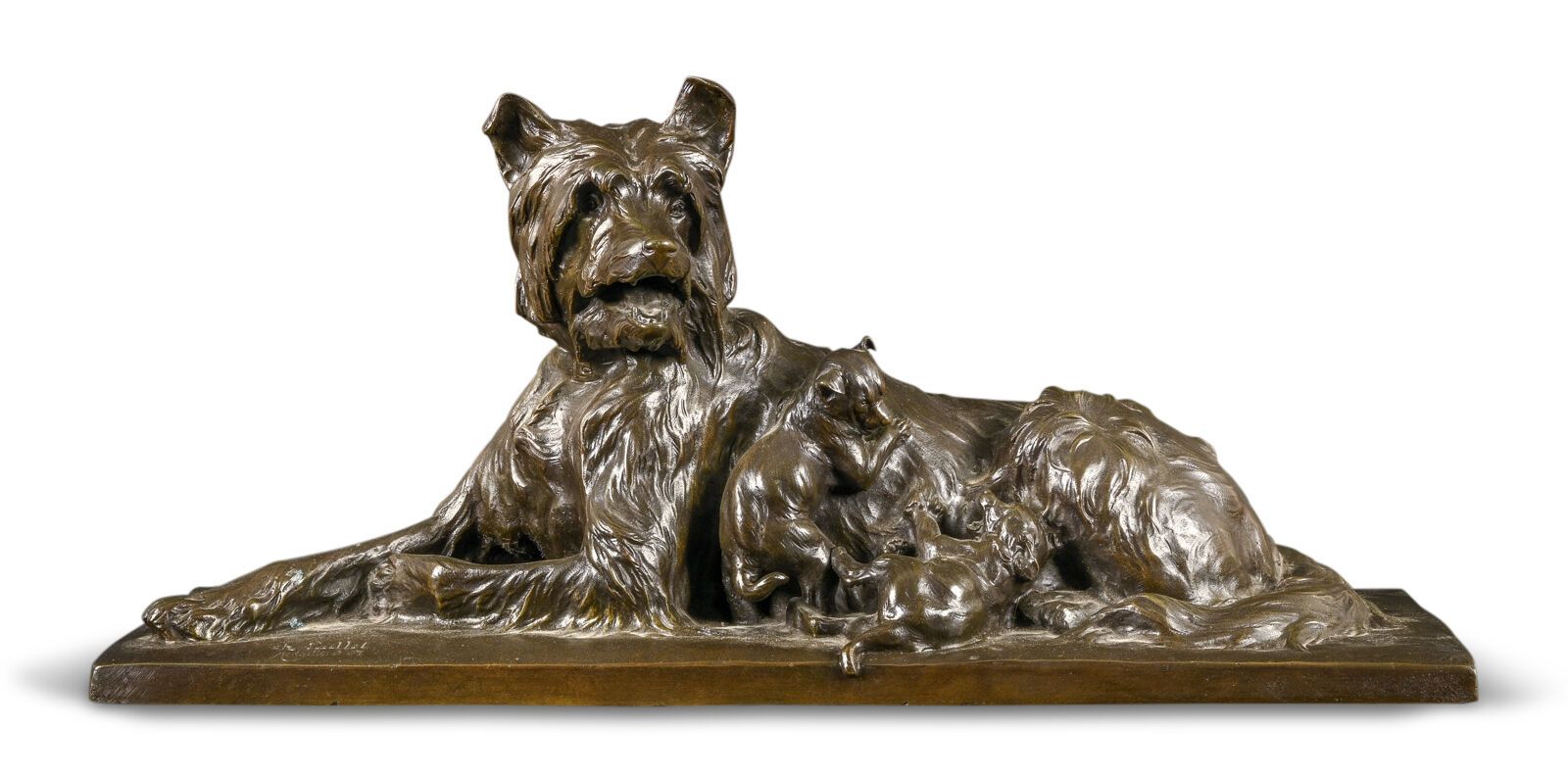 Null 夏尔-皮耶特 (1871-1937)
狗和小狗
青铜色，带有奖章铜锈，已签名
高：24 - 宽：52厘米