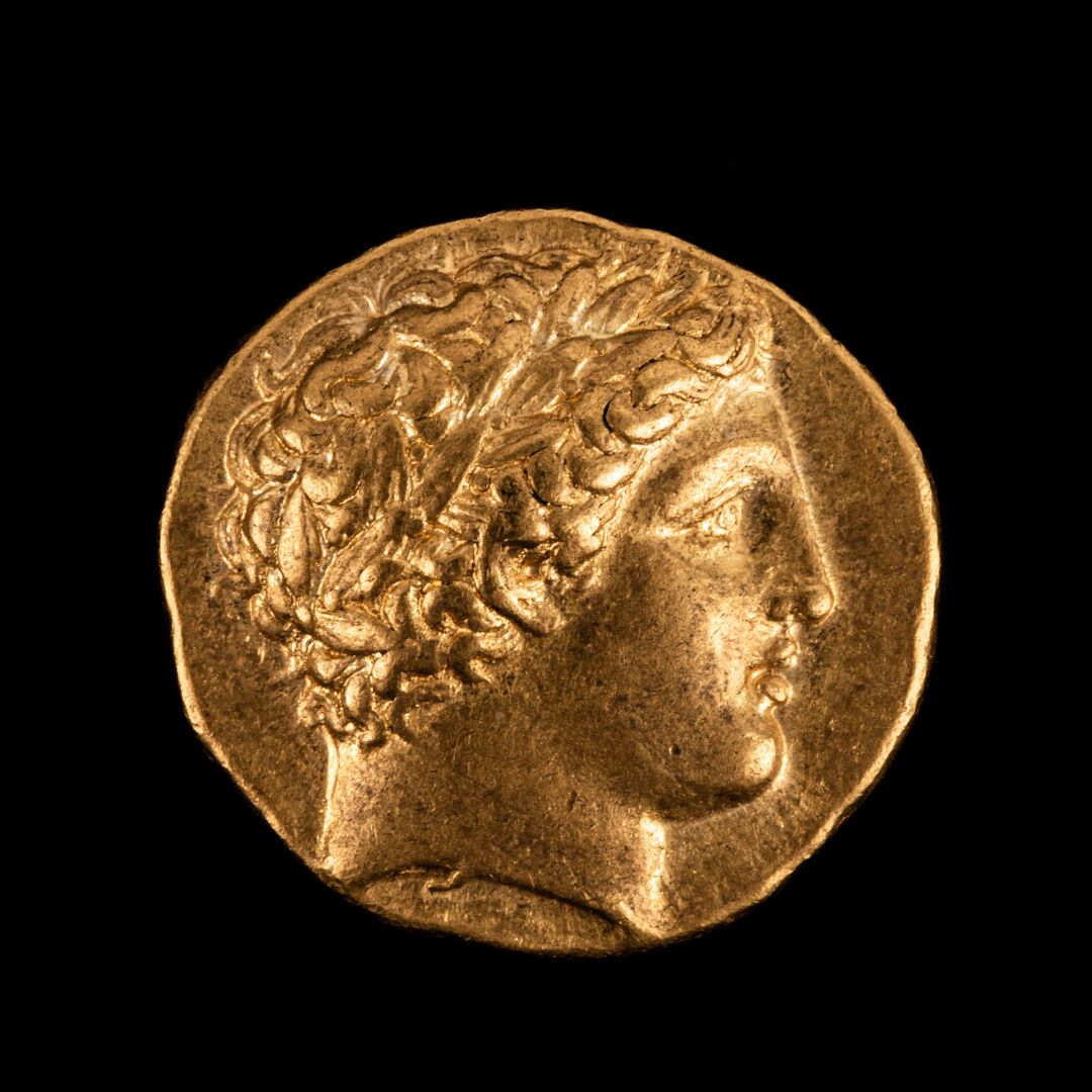 Null REGNO DI MACEDONIA
FILIPPO II - 359-336 A.C.
Testa di Apollo, capelli corti&hellip;
