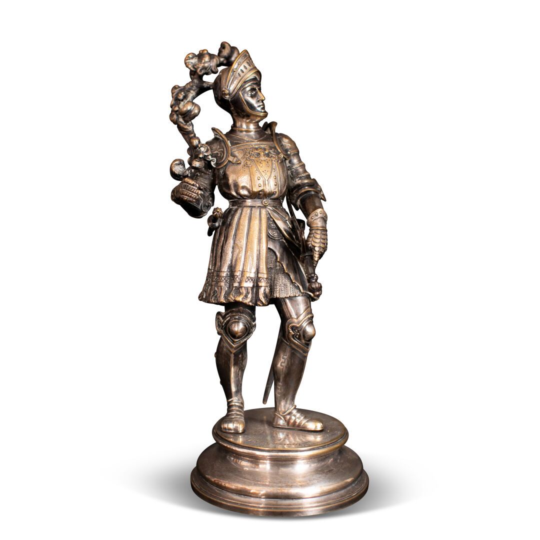 Null 让-巴蒂斯特-格曼 (1841-1910)
骑士
签名的镀银青铜主题
高：26厘米