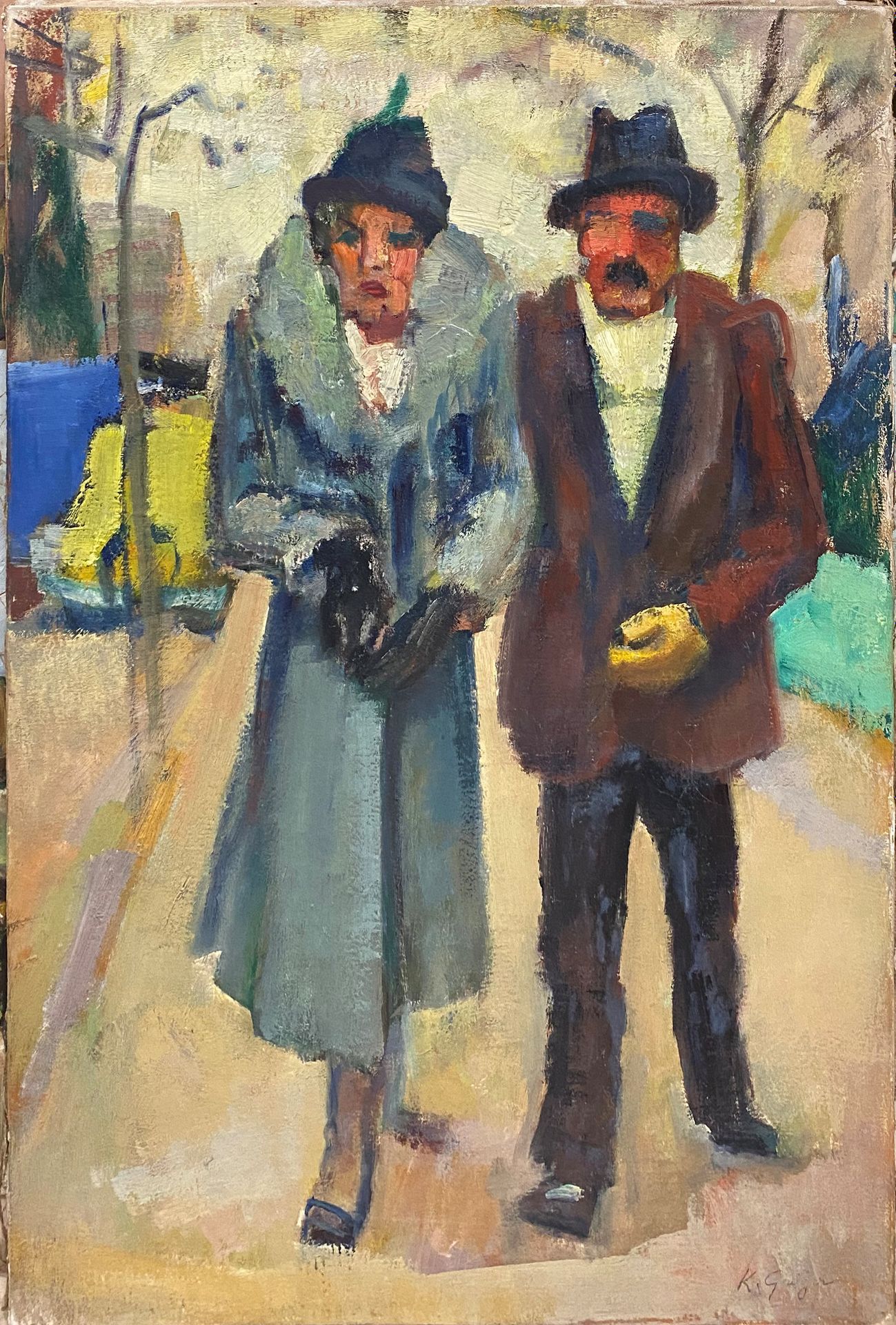 KURT GROGER (1905-1952) KURT GROGER (1905-1952)，《散步的夫妇》，布面油画，高：65厘米，宽：46厘米
