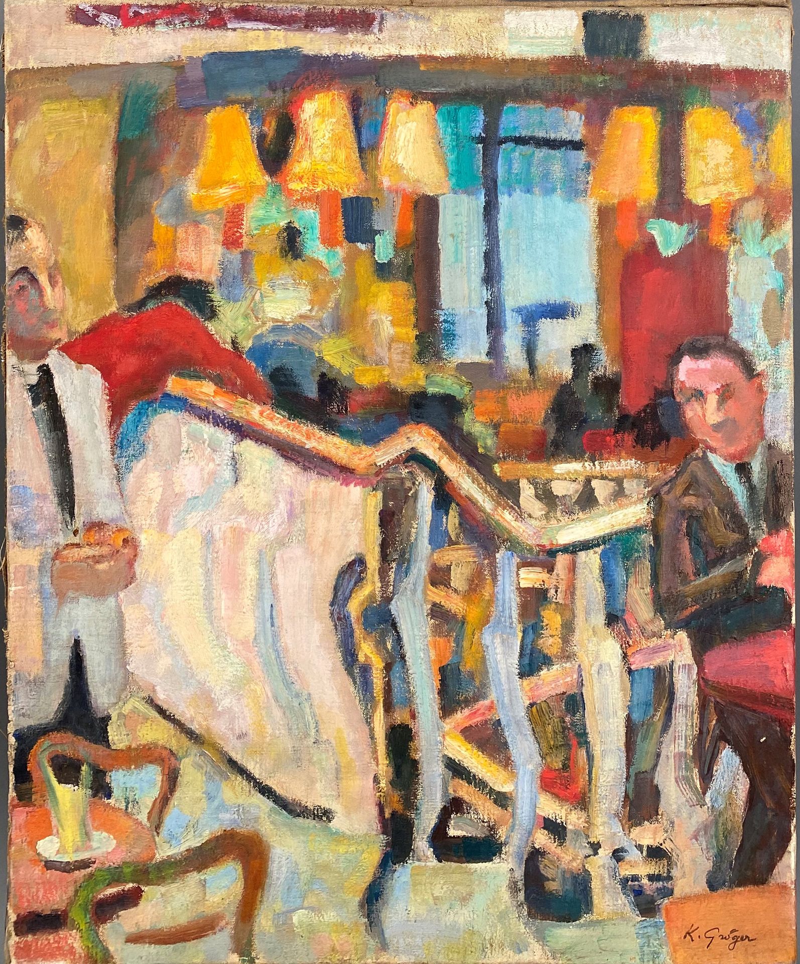 KURT GROGER (1905-1952) KURT GROGER (1905-1952), 'Scène de café en intérieur', h&hellip;