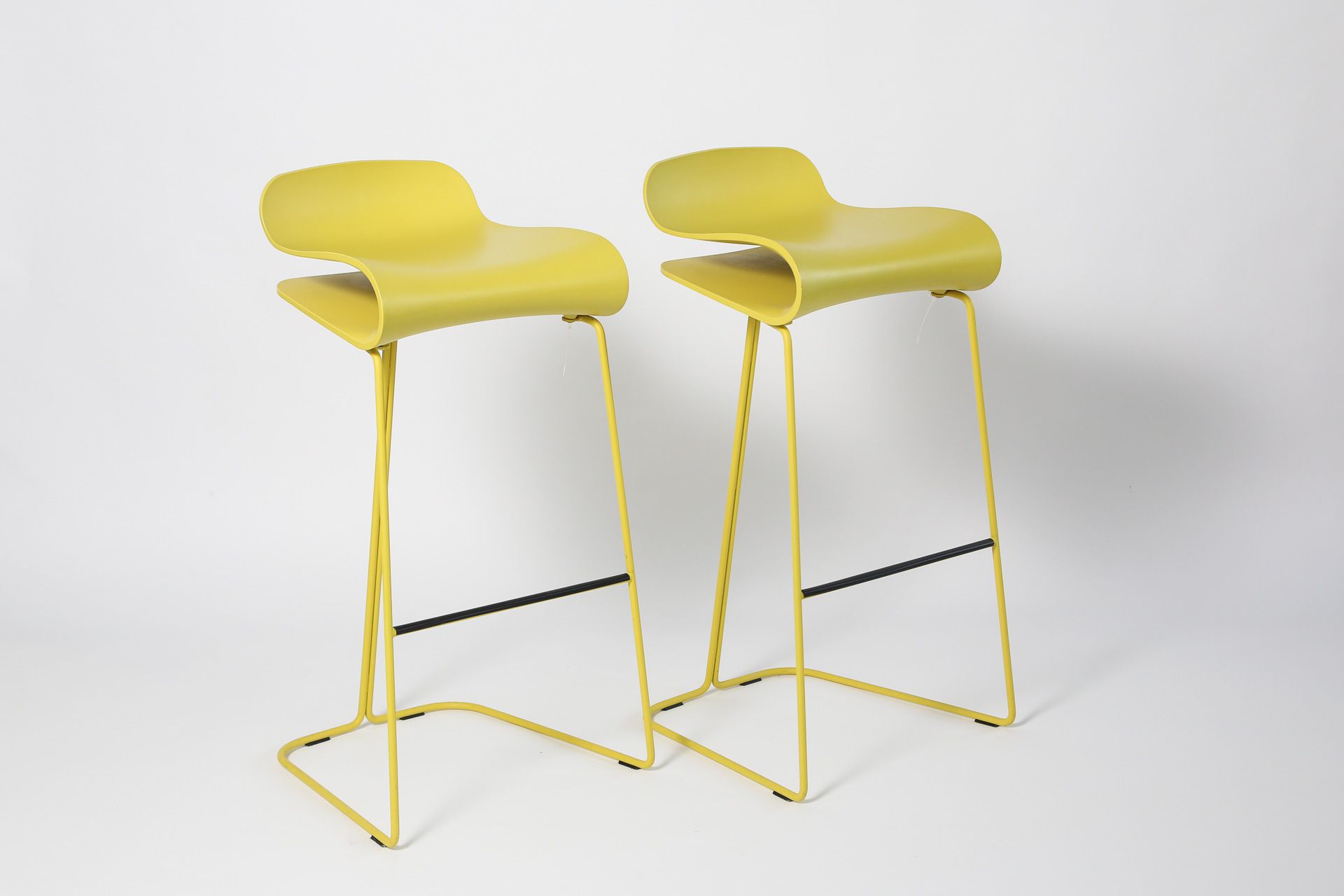 Null KRISTALIA, HarryCamilia, Two BCN stools 

Yellow zinc lacquered steel canti&hellip;