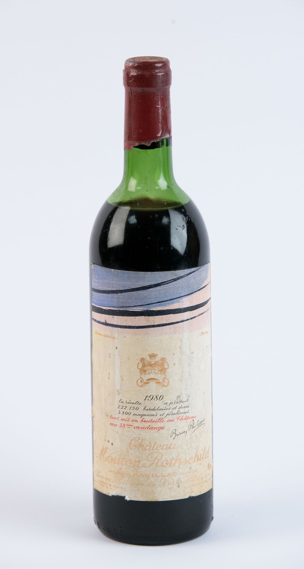 Null Burdeos rojo, Pauillac, Château Mouton Rothschild, 1980, 1 botella, cuello &hellip;