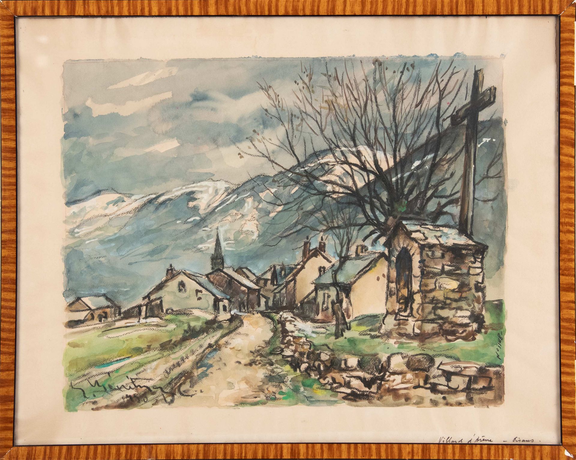 Null Émile MENETRIER (1893-1980), "Village d'Arène. Pisans", aquarelle et rehaut&hellip;