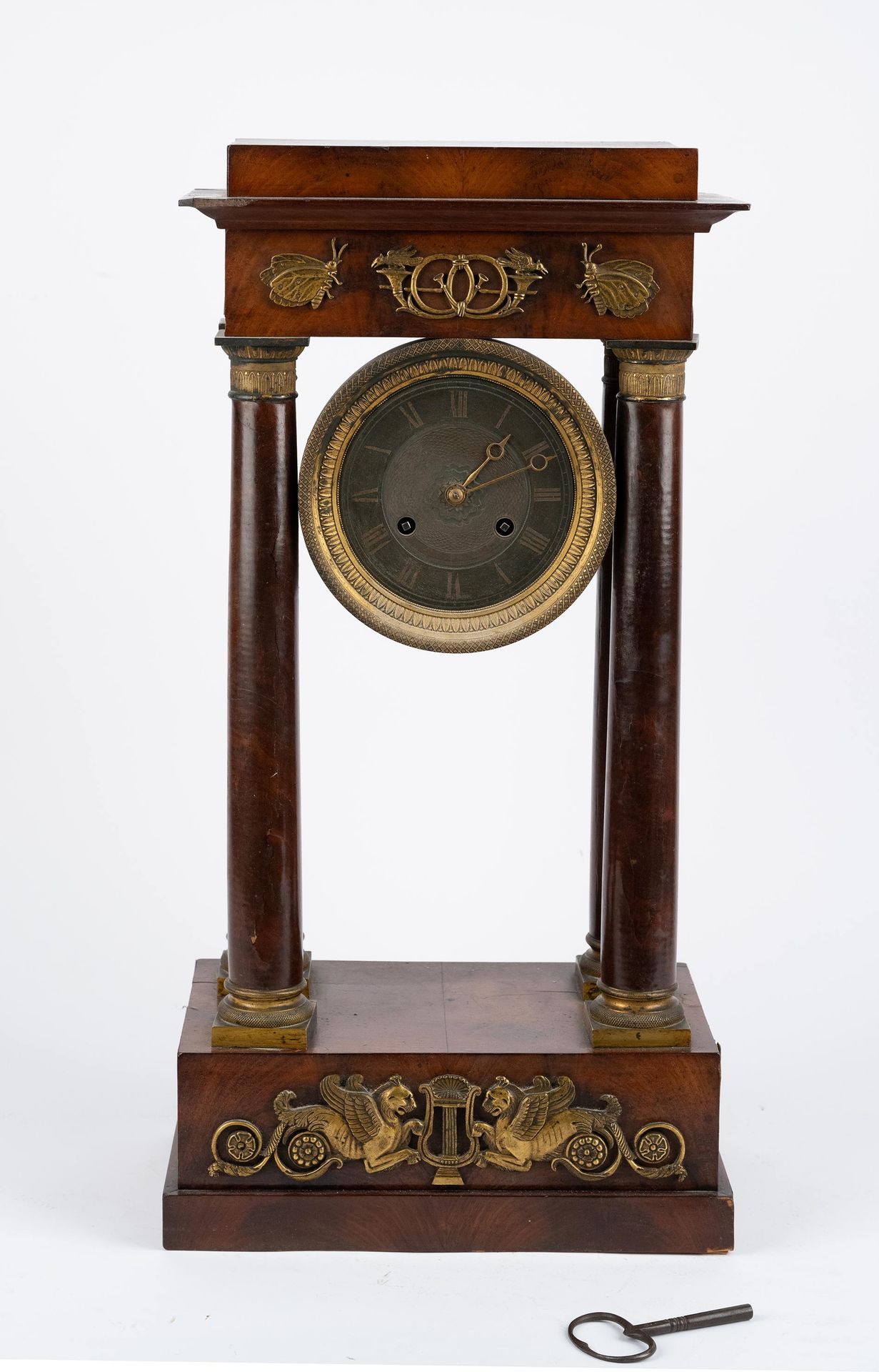 Null Reloj de pórtico de caoba, ornamentación de bronce dorado, quimera, decorac&hellip;