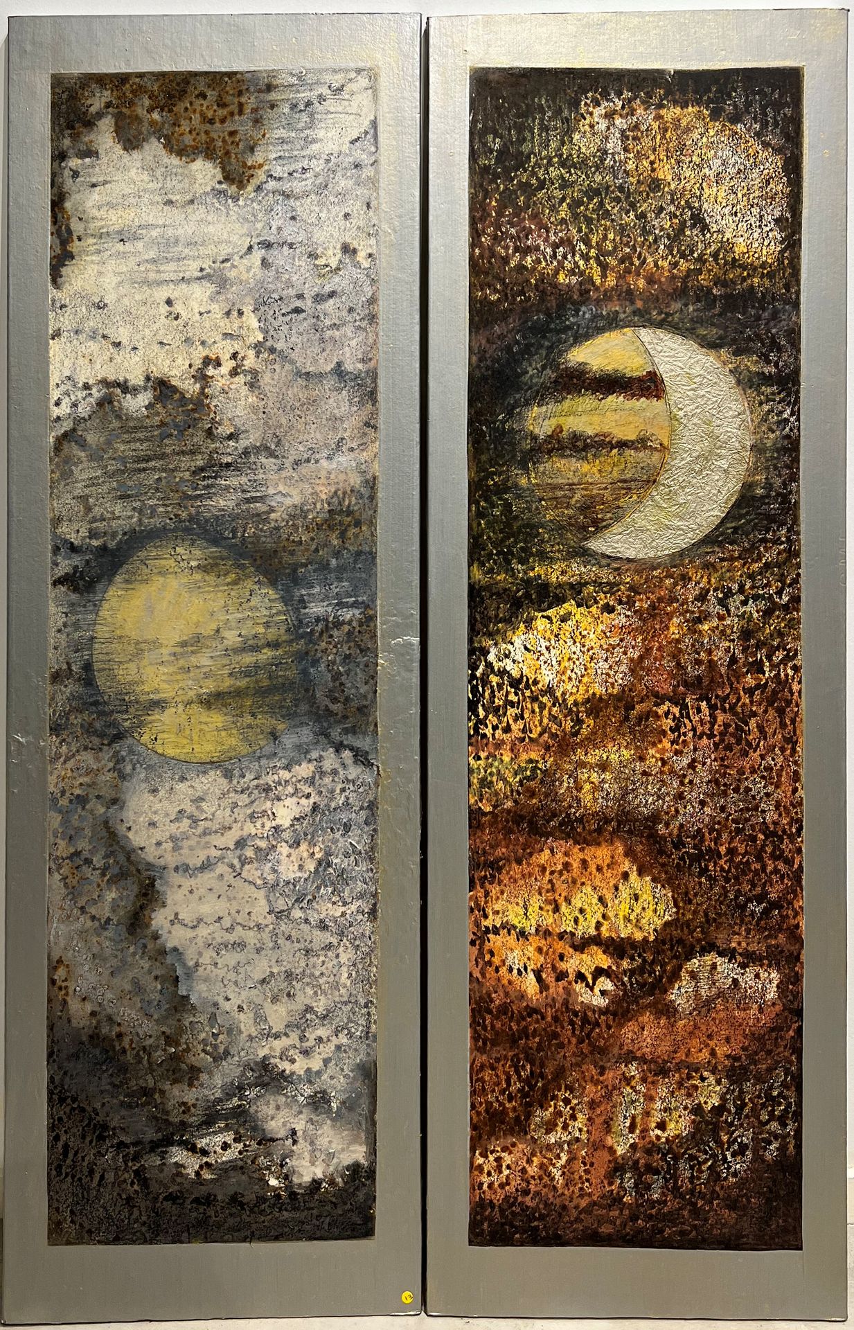 Null Martine LE NORMAND (1949)，"四联画"，混合技术，高：91厘米，宽：31厘米，每块面板