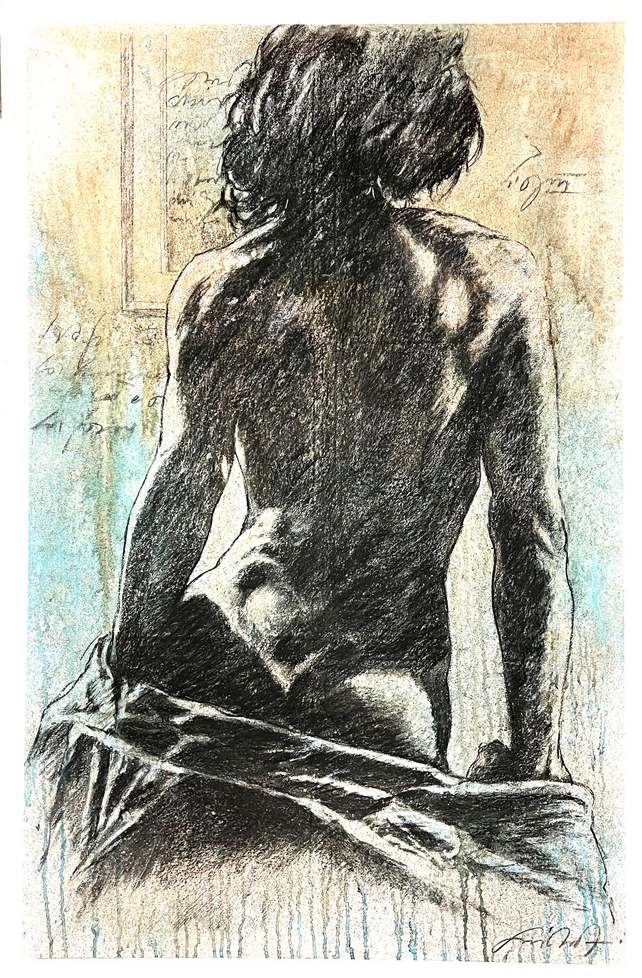 Null Claude GUICHARD (1933), "Nude female back", 右下角签名, 高: 150 cm, 宽: 100 cm