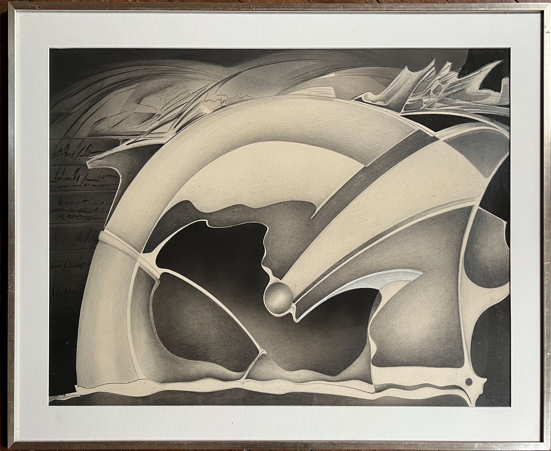 Null Christian ODDOUX (1947-2022), "Composition", charcoal and ink monogrammed l&hellip;