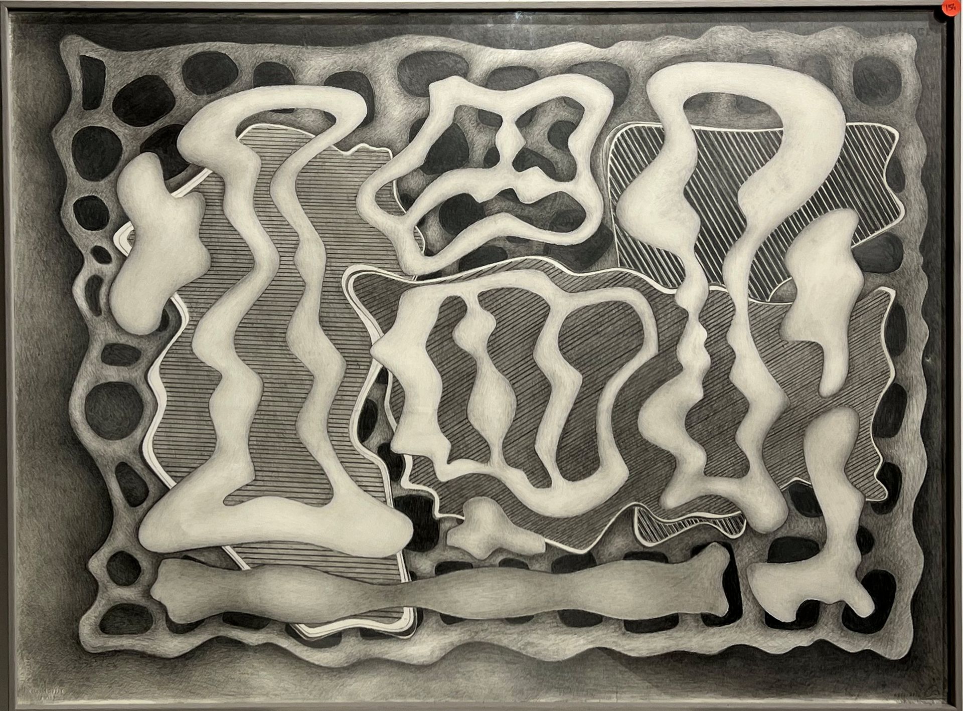 Null Christian ODDOUX (1947-2022), "Composition", Bleistiftmine, H: 45 cm, L: 35&hellip;