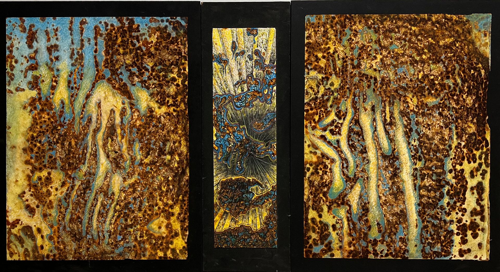 Null Martine LE NORMAND (1949), "Triptyque", mixed media, H: 55 cm, W: 41 cm (fo&hellip;
