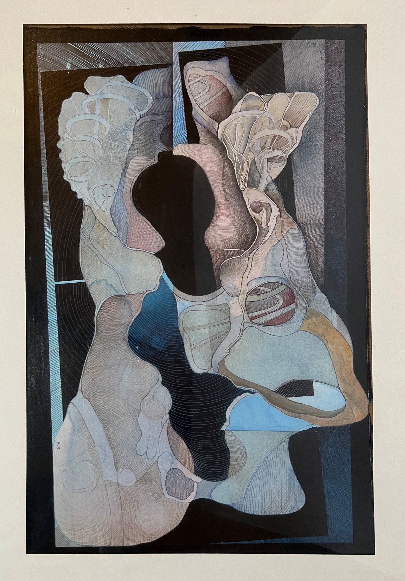 Null 罗兰-塞内卡（1942年），"构图"，带图案的墨水，高：45厘米，宽：29厘米

在艺术家Christian Oddoux的家中展出的拍品