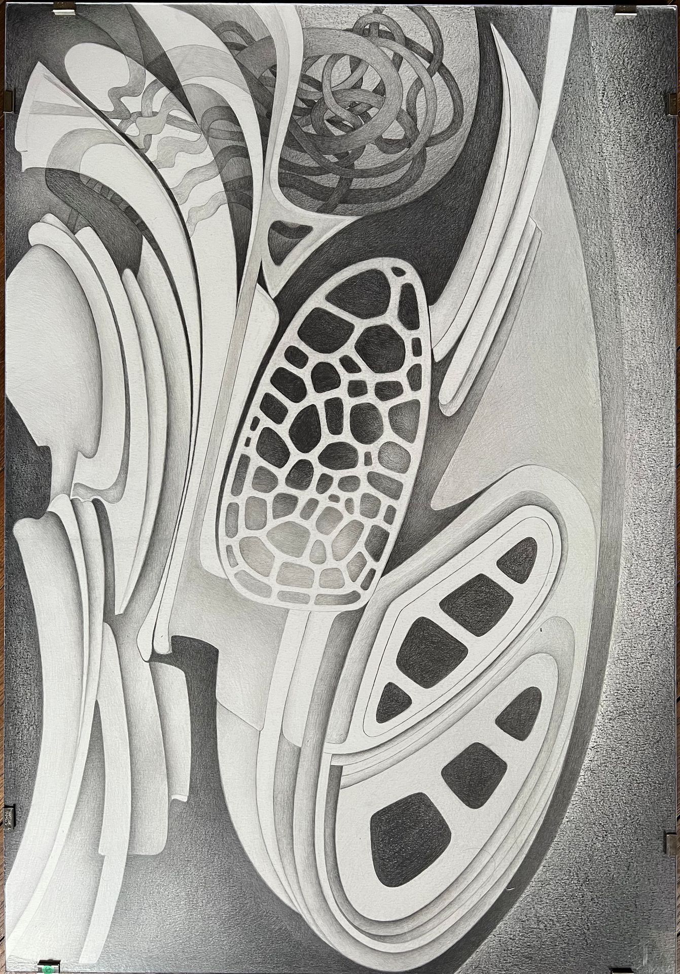 Null Christian ODDOUX (1947-2022), "Composizione", grafite e inchiostro, H: 117 &hellip;