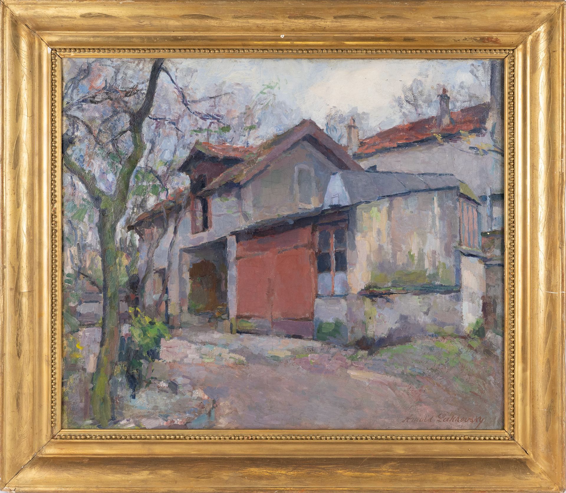 Null Arnold Borisovich LAKHOVSKY (1880-1937), Casa de pueblo, óleo sobre lienzo &hellip;