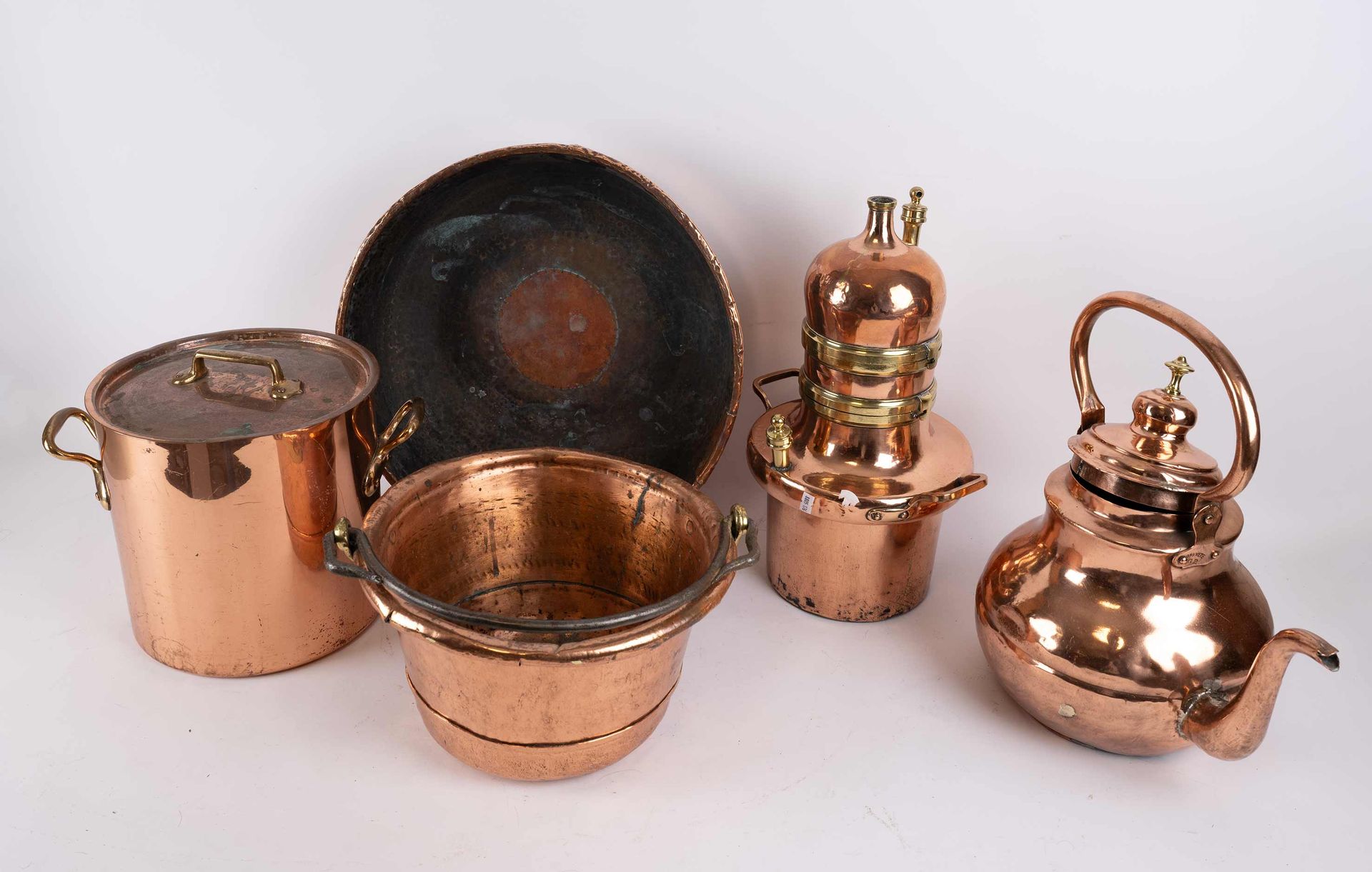 Null Lote de objetos de cobre que incluye moldes Kougelhof, moldes de pastelería&hellip;