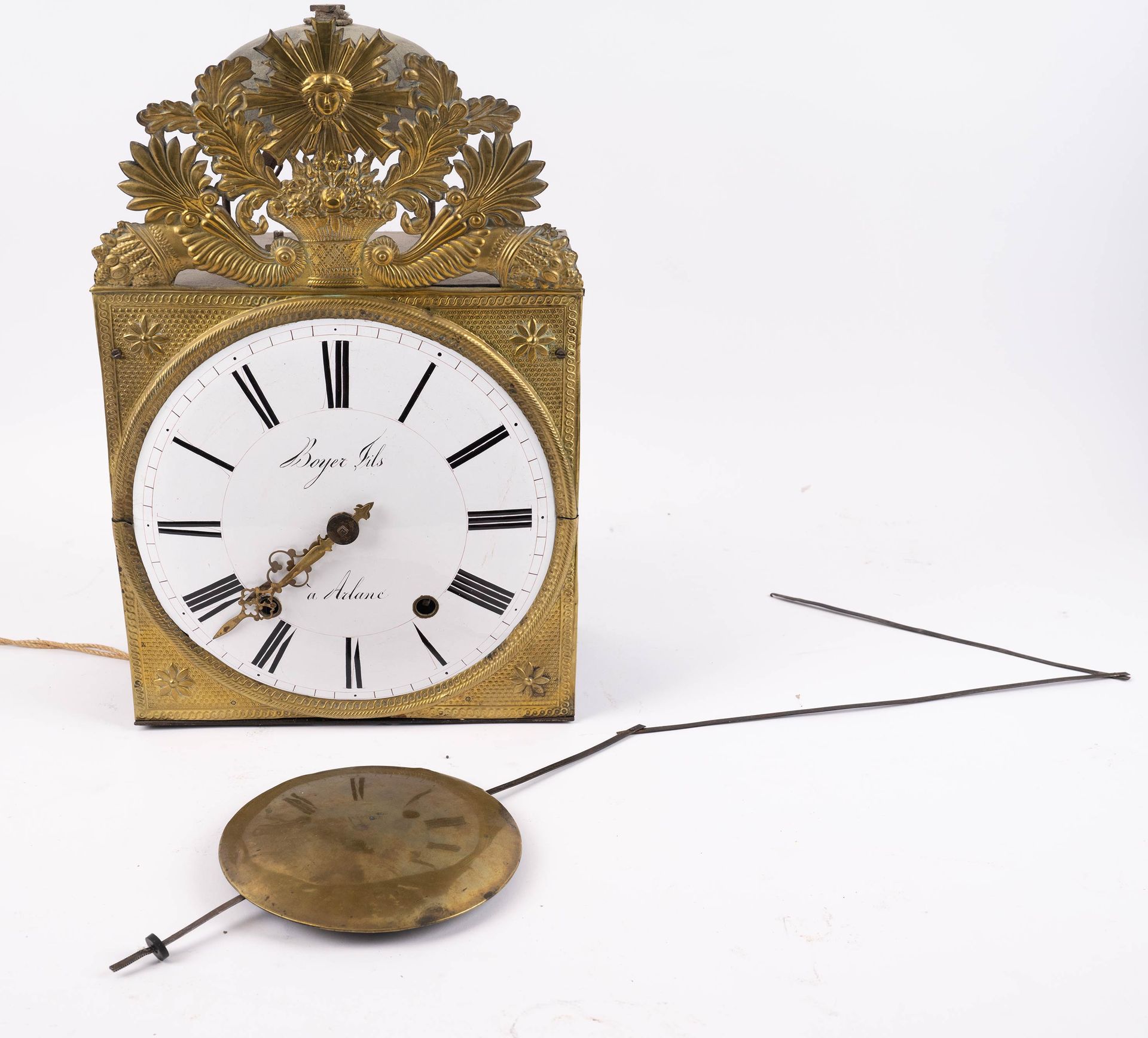 Null Boyer Fils à Arlanc, Mouvement d'horloge de parquet, H: 44 cm, L: 28 cm, P:&hellip;