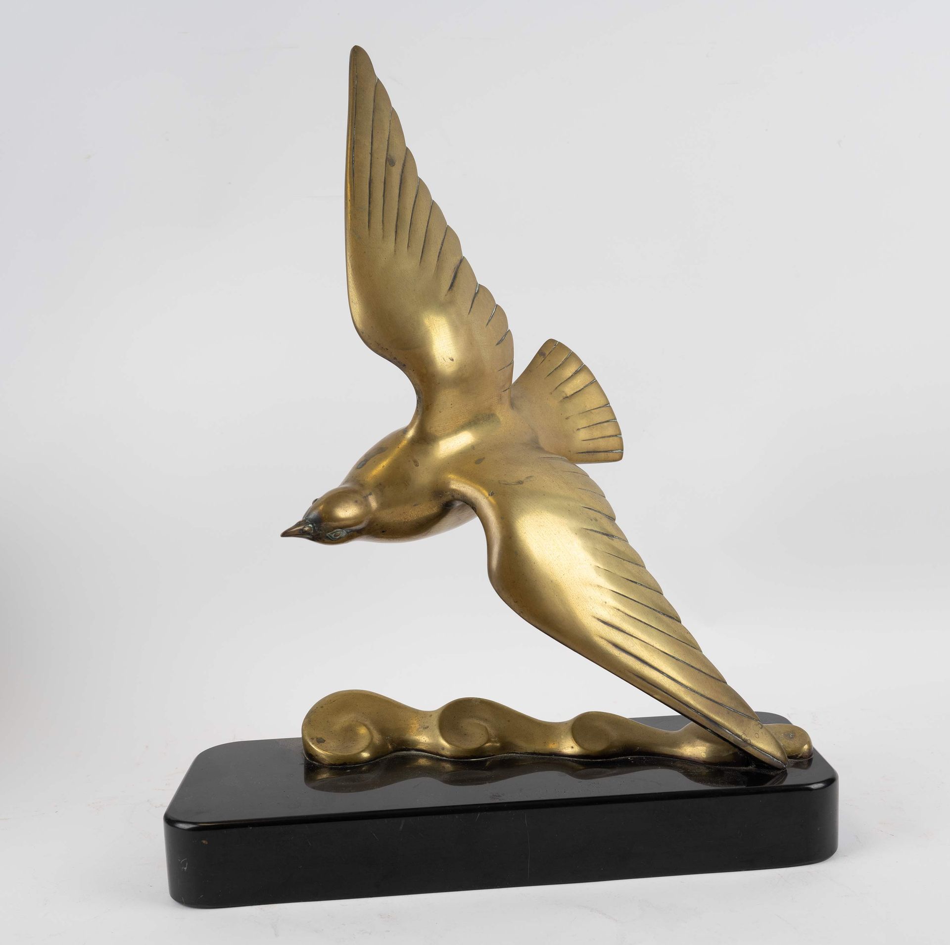 Null D'après Ghanu GANTCHEFF(1885-1950), "La mouette sur la vague", bronze à pat&hellip;