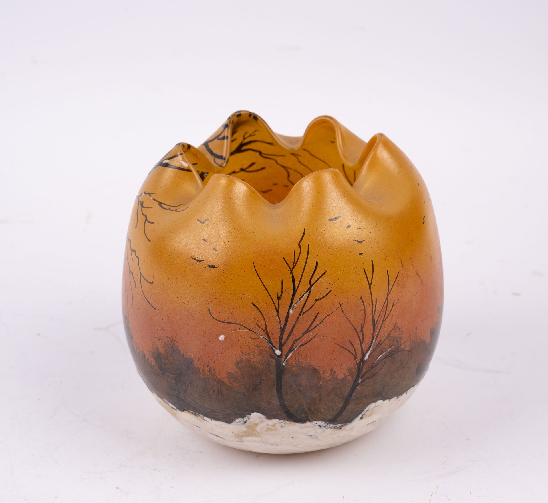 Null LEGRAS, Korolla-Vase aus mehrschichtigem Glas mit emailliertem Dekor einer &hellip;