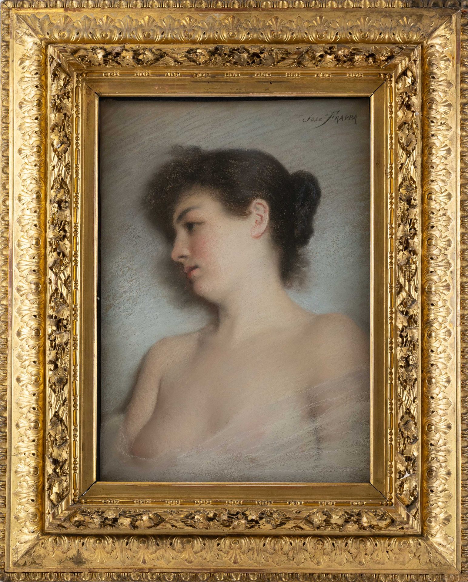 Null Jose FRAPPA (1854-1904), "Jeune femme de profil", pastel signée en haut à d&hellip;