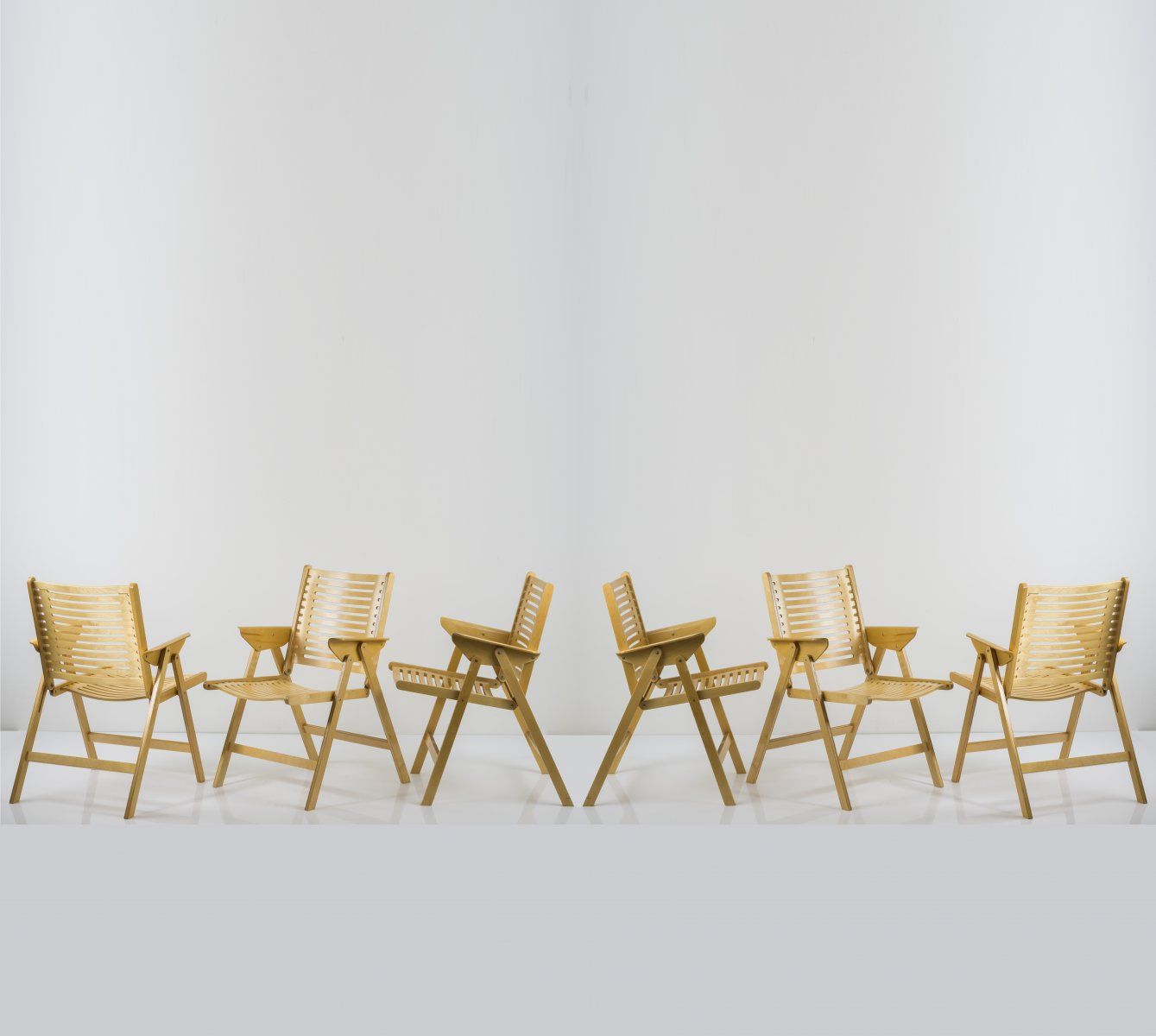 Nico Kralj, 6 chaises pliantes "Rex", vers 1950, H. 86 x 55 x 71 cm. Fabriquées &hellip;