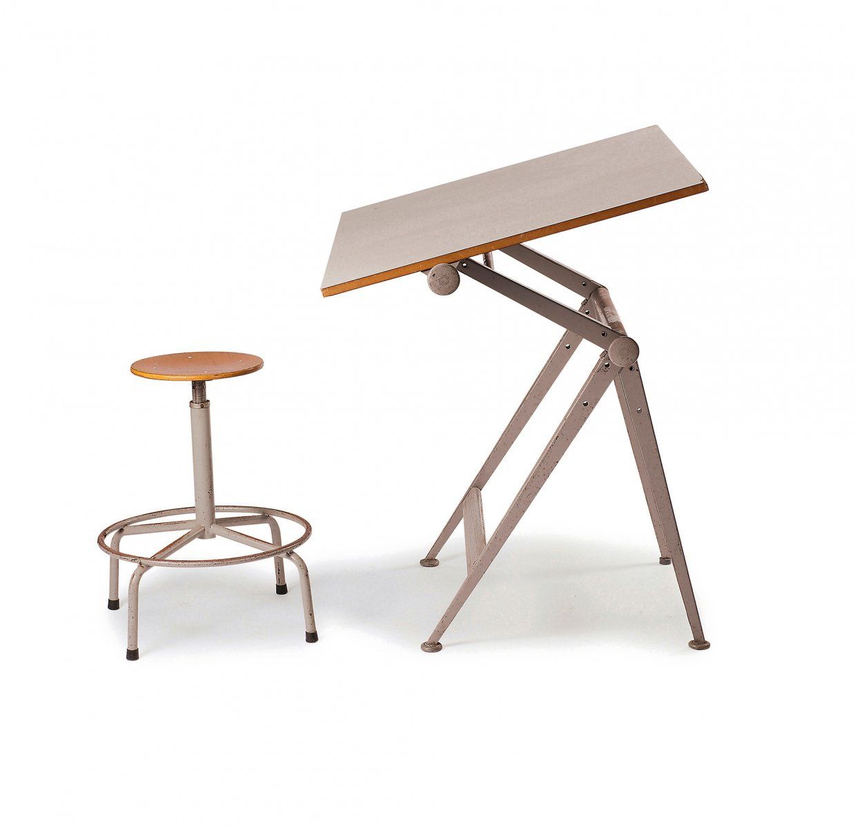 Null Friso Kramer; Wim Rietveld, 'Reply' drawing desk and stool, 1954, Desk: H. &hellip;