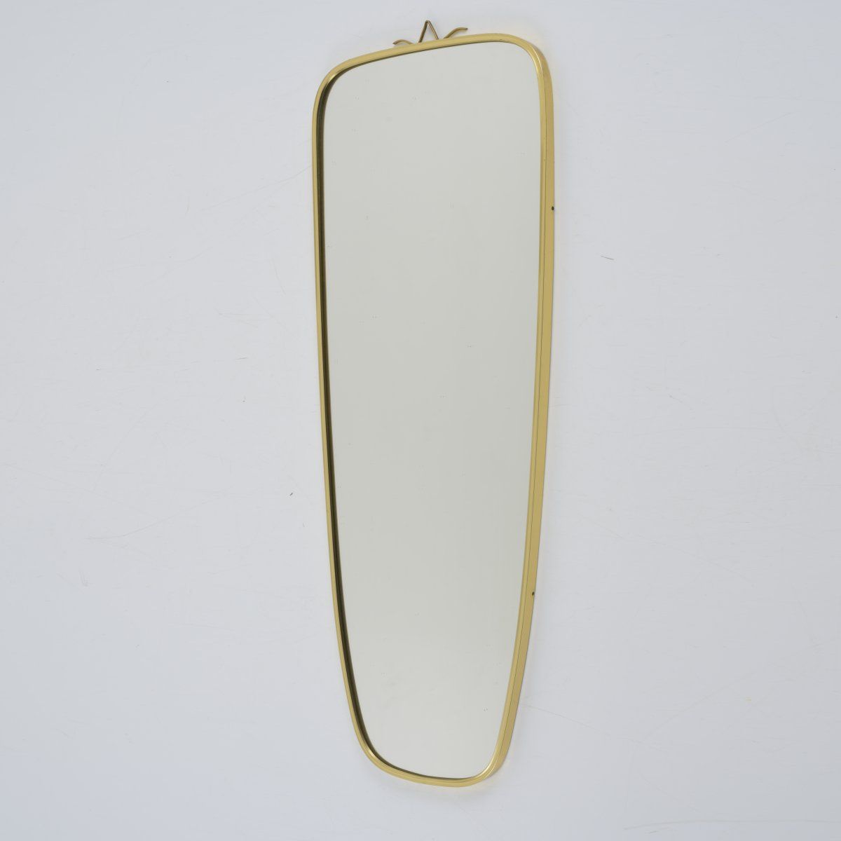 Null Italy, Wall mirror, c. 1950, H. 104.5 x 39 x 2 cm. Sheet brass, wood, plate&hellip;