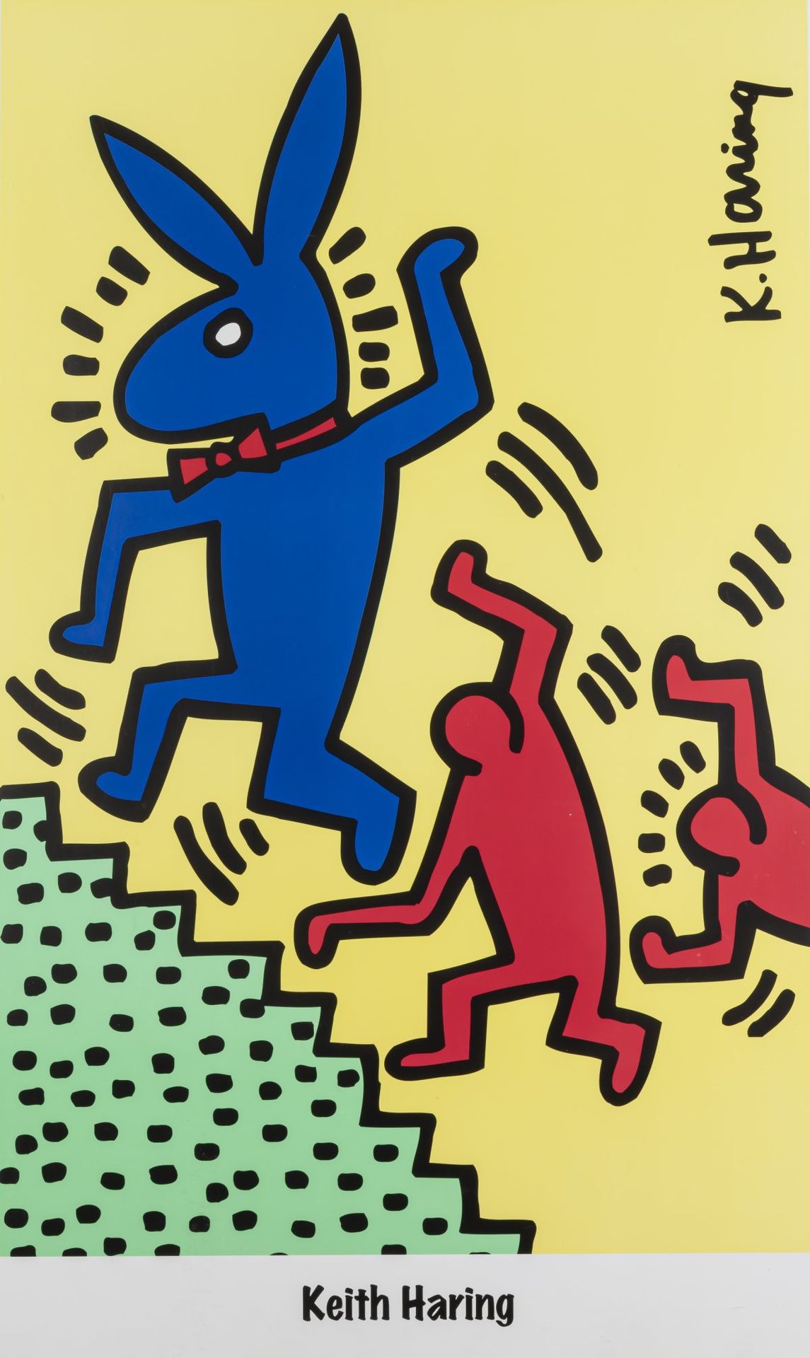 Null 凯斯-哈林（1958年，宾夕法尼亚州雷丁市-1990年，纽约市）（后），海报《移动中的兔子》，1995年印刷品（早期设计），白纸彩色丝印。81.1 x&hellip;