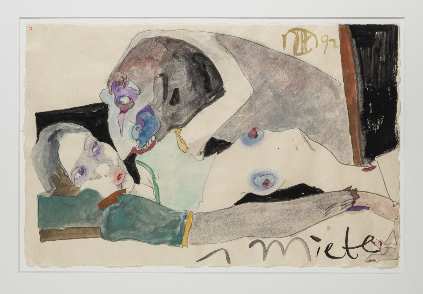 Null Horst Janssen (1929 Hamburg - 1995 ibid.), 'Miete', 1992, Watercolor, penci&hellip;
