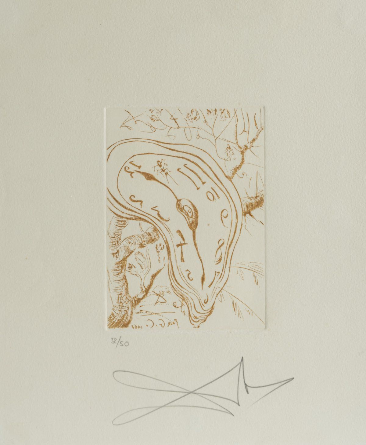 Null 萨尔瓦多-达利（1904年菲格雷斯-1989年同上），《熔化的时钟》，1968年，纸上蚀刻画。16.8 x 12.1厘米（图像），34.0 x 28.&hellip;