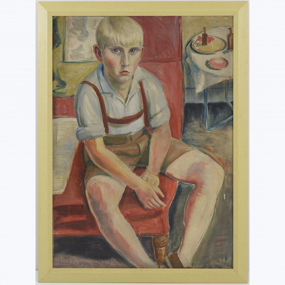 Null 阿道夫-哈特曼（1900年慕尼黑-1972年同上）（attr.），无题（Blonder Junge），1937年，纸板油画。102.0 x 73.7厘&hellip;