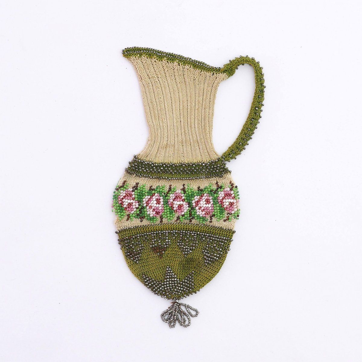 Null Pouch in the shape of a jug with rose border, 2nd half of the 19th century,&hellip;