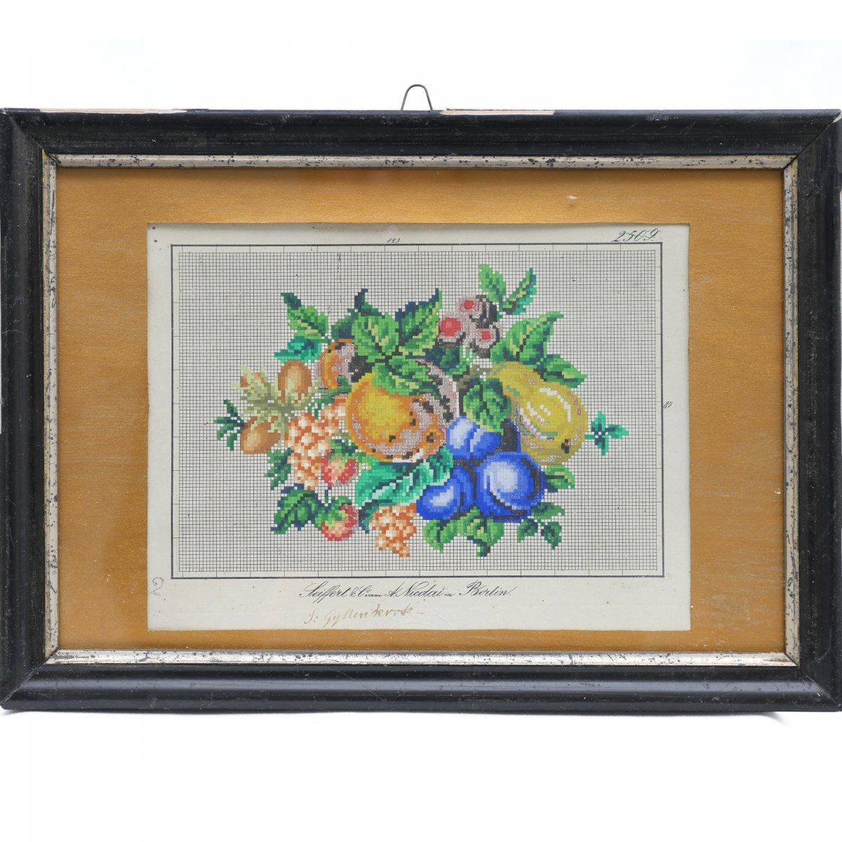 Disegno di ricamo, XIX secolo, 24 x 33,5 cm (cornice). I…
