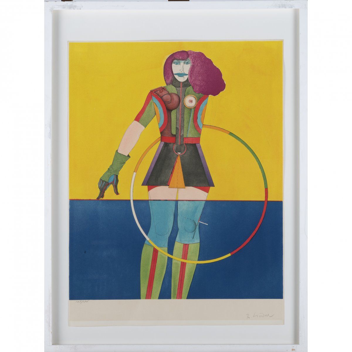 Null 理查德-林德纳（1901年在汉堡-1978年在纽约），"带吊环的女孩"，来自恶魔作品集 "有趣的城市"，1971年，纸上彩色平版画。67.0 x 51&hellip;