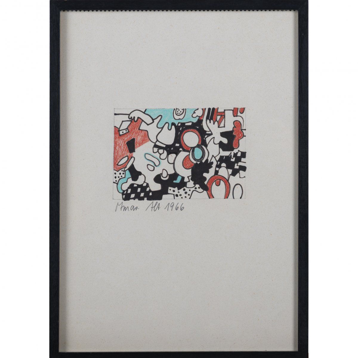 Null 奥特玛-阿尔特（1940年，韦尼格罗德-生活和工作在哈姆），《无题》（抽象构图），1966年，纸上彩色铅笔。11.0 x 15.8厘米（图像），41.&hellip;