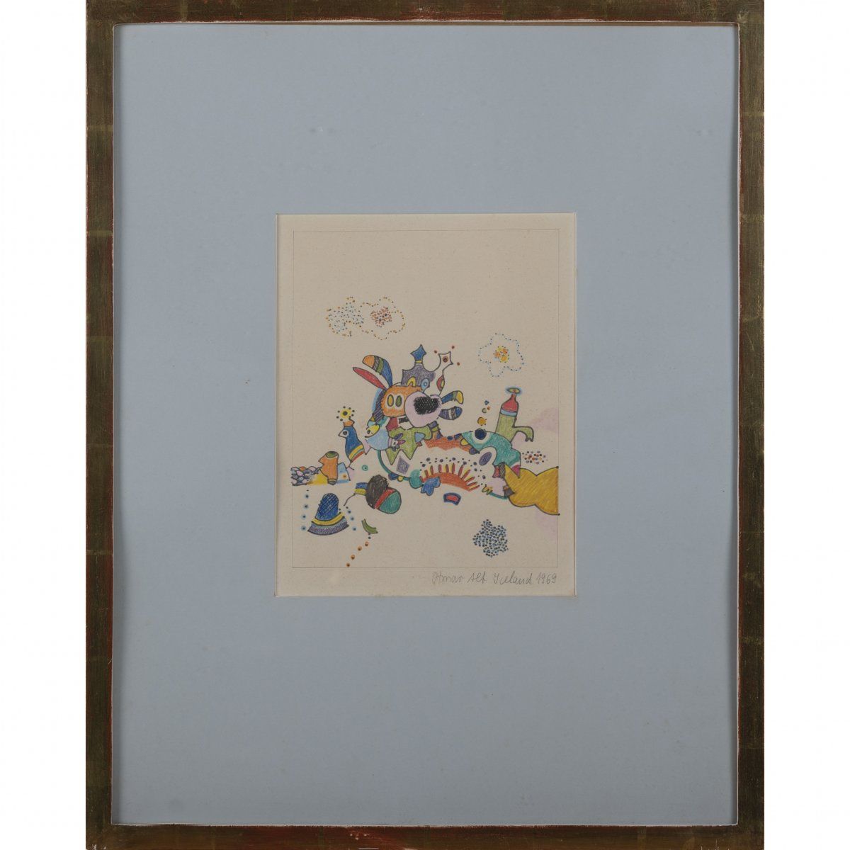 Null 奥特玛-阿尔特（1940年，韦尼格罗德-生活和工作在哈姆），《冰岛》，1969年，彩色铅笔，彩色粉笔，毛笔在纸上。30.3 x 23.5厘米（垫子剪裁&hellip;