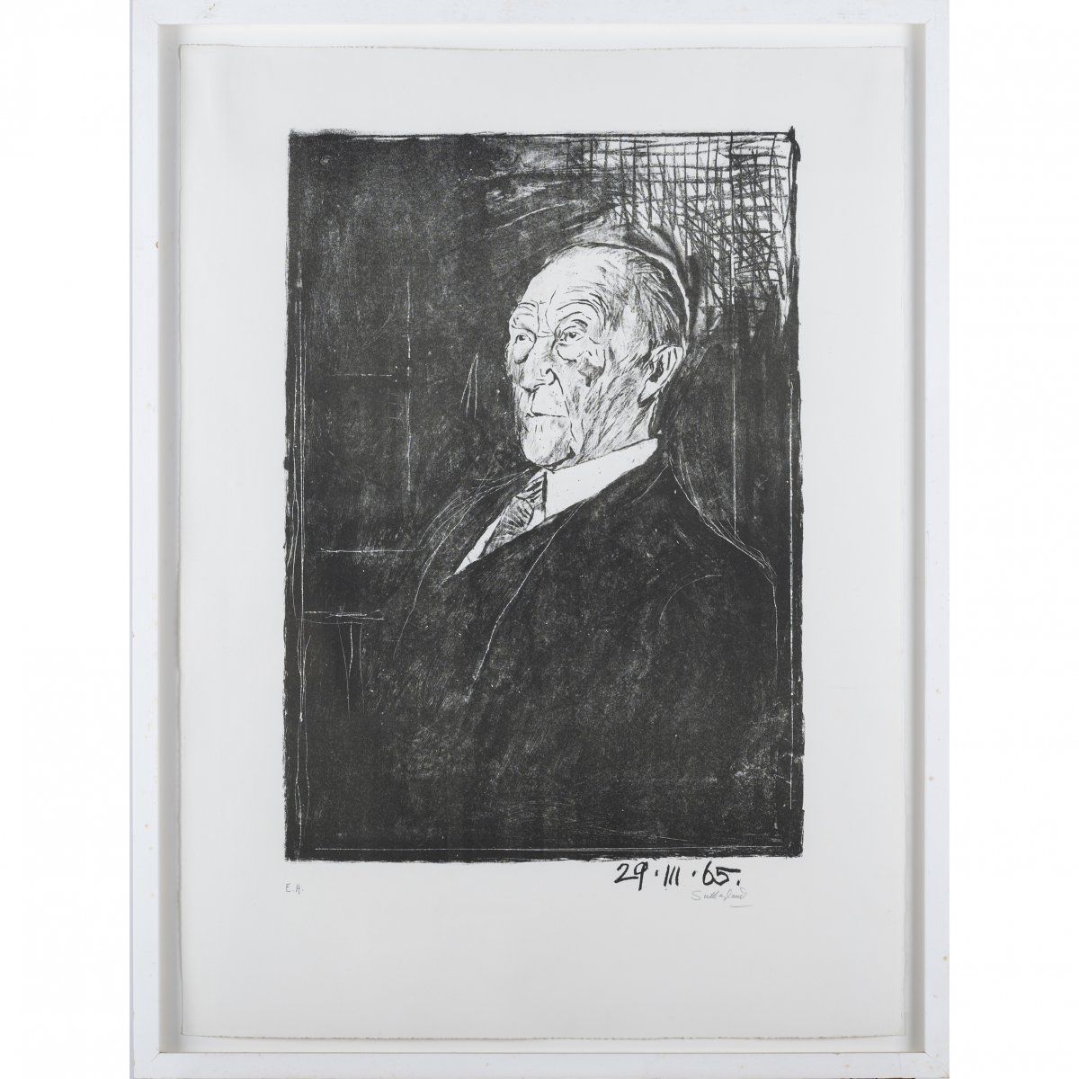 Null 格雷厄姆-萨瑟兰（1903年伦敦-1980年同上），《康拉德-阿登纳博士的肖像》，1965年，纸上石印。56.0 x 39.0厘米（图像），83.0 &hellip;