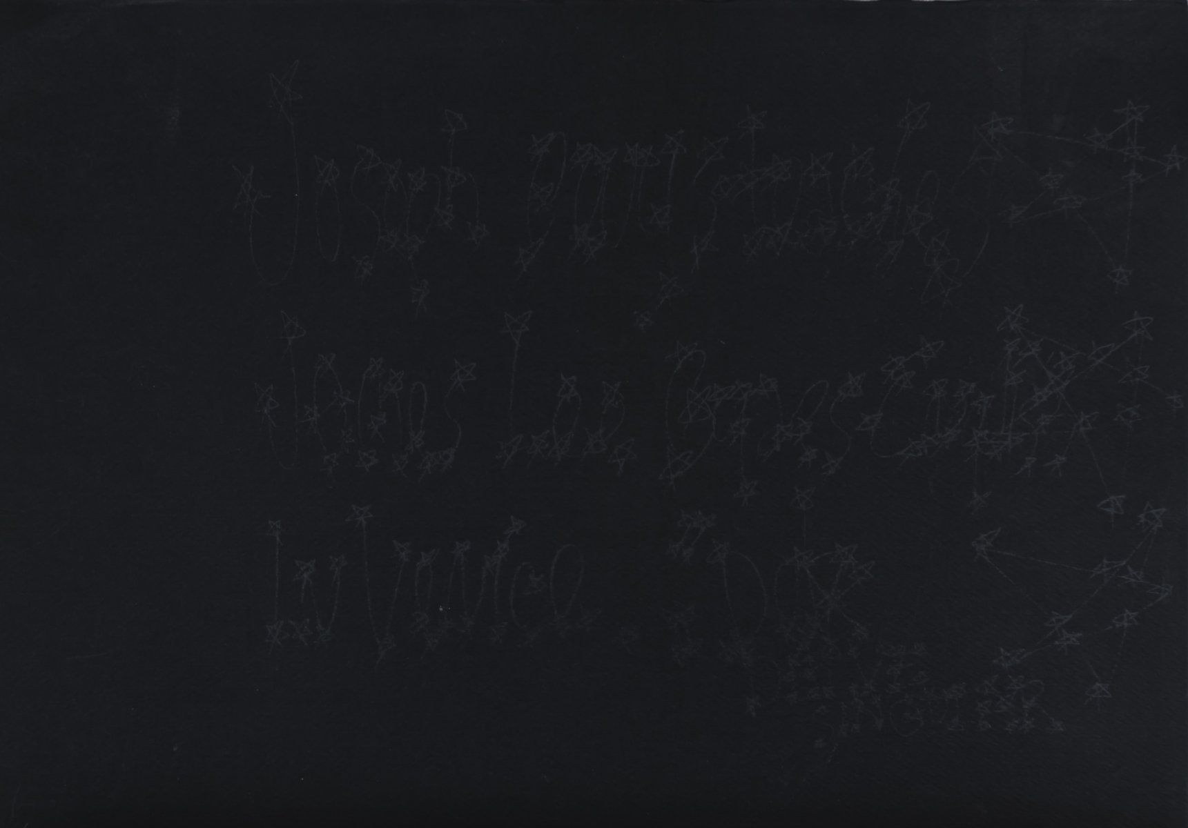 Null 詹姆斯-李-拜尔斯（1932年密歇根州底特律-1997年开罗），《无题》，约1980年，黑色强硬纸板上的铅笔。35.0 x 50.0厘米。松散在图形文&hellip;