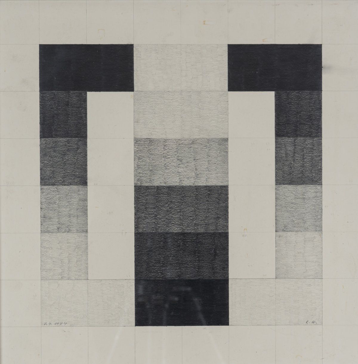 Null 罗兰-海尔默（1940年，卡尔斯巴德-菲施恩-住在菲斯滕费尔德布鲁克），《Weises Quadrat》，1974年，纸上铅笔。42.0 x 42.0&hellip;